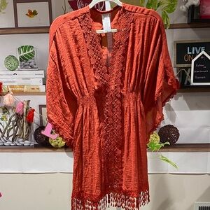 Time and Tru Orange Swim Coverup one size.